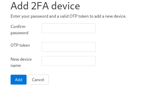 Add 2FA device form